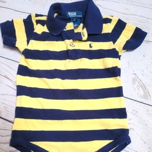 18 months Polo by Ralph Lauren,  navy blue & yellow striped onesie.